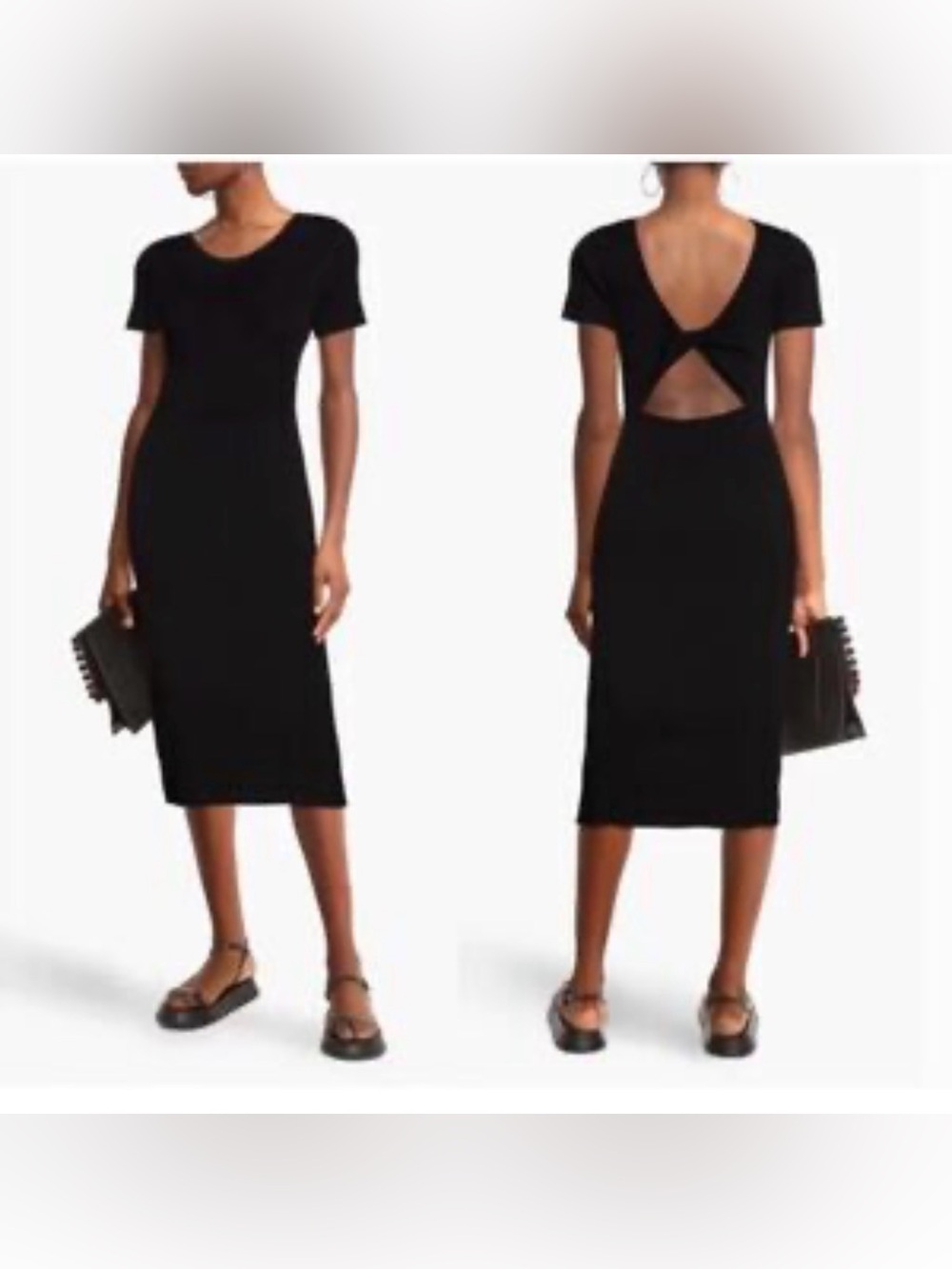 NAADAM reversible Black Cutout Midi Dress